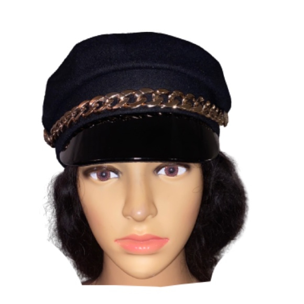 Baker Boy Gold Tone Chain Trim Hat Women